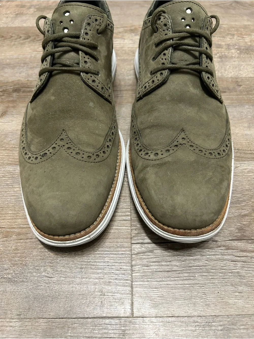 Cole Haan Lunargrand Men's  Size 11 M Olive Green Suede Wingtip Oxford Shoes